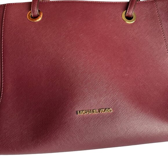 Michael Kors Large Tote Bag with zippered compartment for laptop, wine color. - Picture 4 of 14